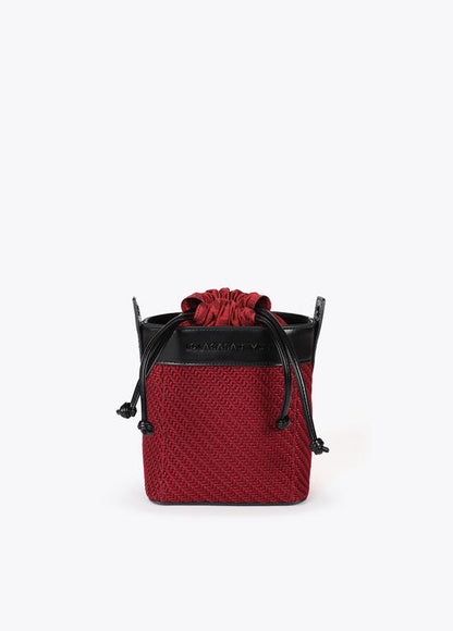 Bolso bandolera Lola Casademunt hobo combinado tejido y efecto piel Burdeos