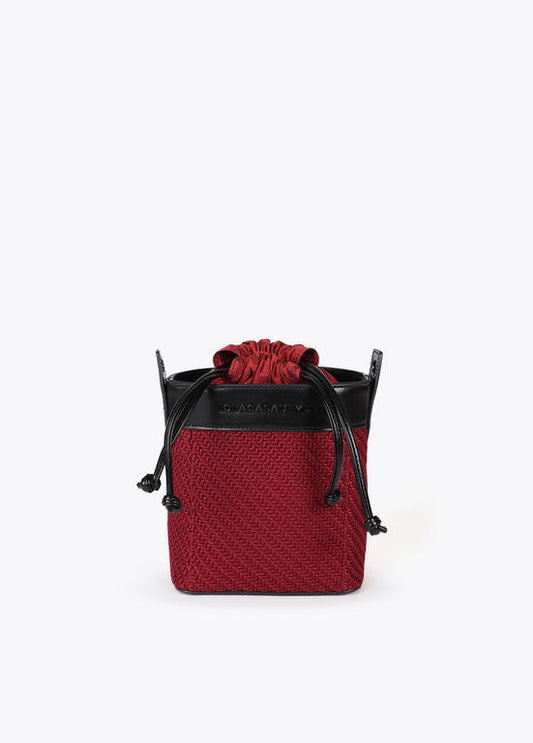 Bolso bandolera Lola Casademunt hobo combinado tejido y efecto piel Burdeos