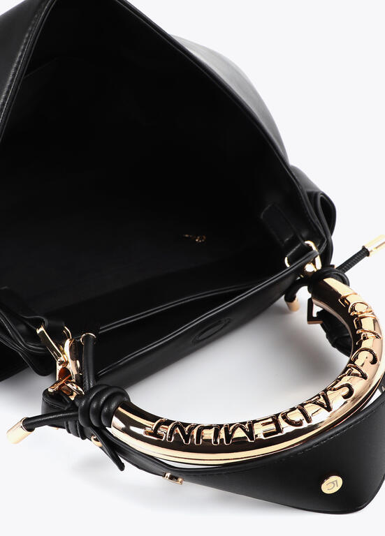 Bolso Lola Casademunt Shopper asa metalizada personalizada NEGRO