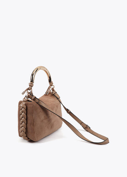 Bandolera Lola Casademunt  asa metalizada personalizada BEIGE