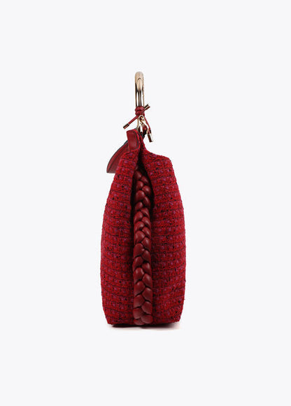 Bolso Lola Casademunt Shopper asa metalizada personalizada tejido tweed ROJO