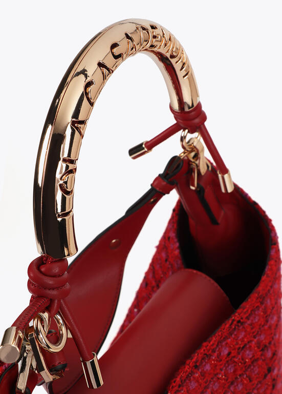 Bolso Lola Casademunt Shopper asa metalizada personalizada tejido tweed ROJO