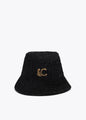 Sombrero Lola Casademunt tipo bucket tweed logo LC leopardo