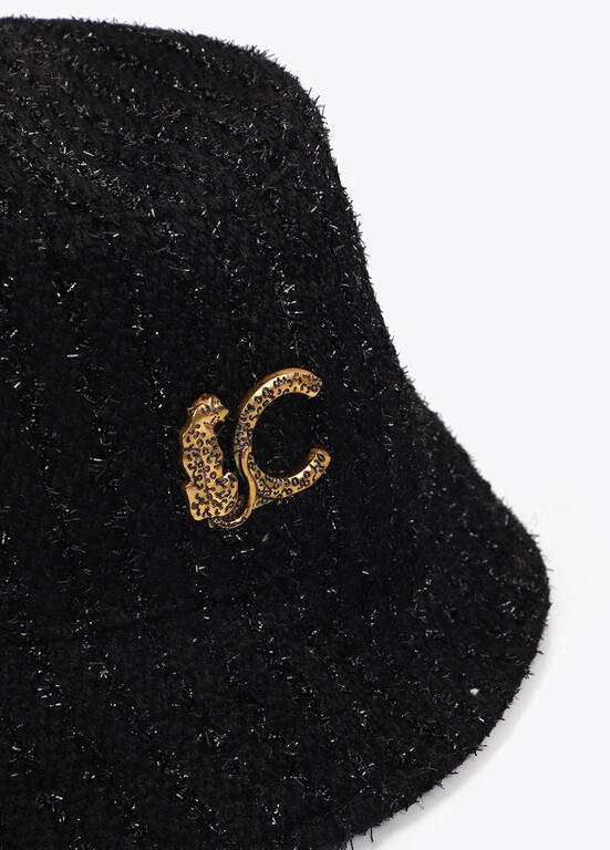 Sombrero Lola Casademunt tipo bucket tweed logo LC leopardo