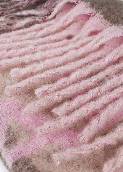 Bufanda Lola Casademunt cuadros logo grande Rosa-Marrón