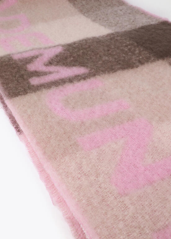 Bufanda Lola Casademunt cuadros logo grande Rosa-Marrón