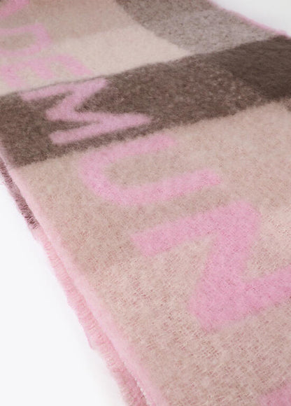 Bufanda Lola Casademunt cuadros logo grande Rosa-Marrón