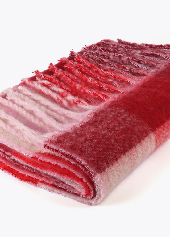 Bufanda Lola Casademunt cuadros logo grande Rojo-Crudo