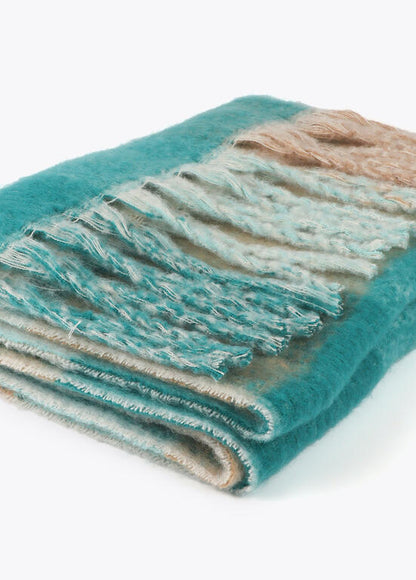 Bufanda Lola Casademunt cuadros logo grande Verde-Marrón