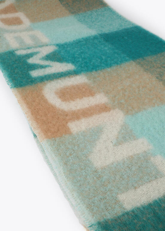 Bufanda Lola Casademunt cuadros logo grande Verde-Marrón