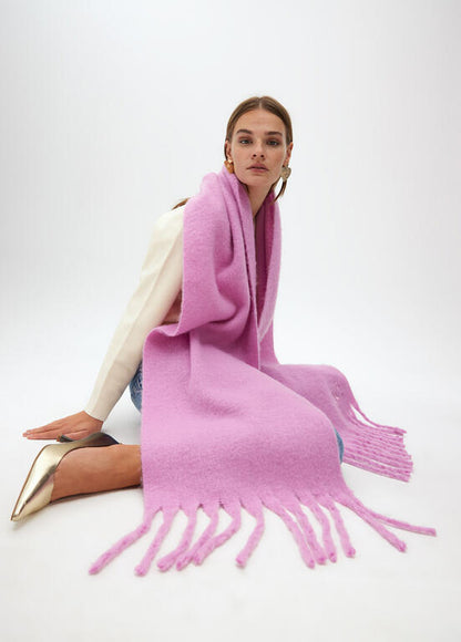 Bufanda Lola Casademunt lisa flecos Rosa