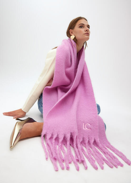 Bufanda Lola Casademunt lisa flecos Rosa