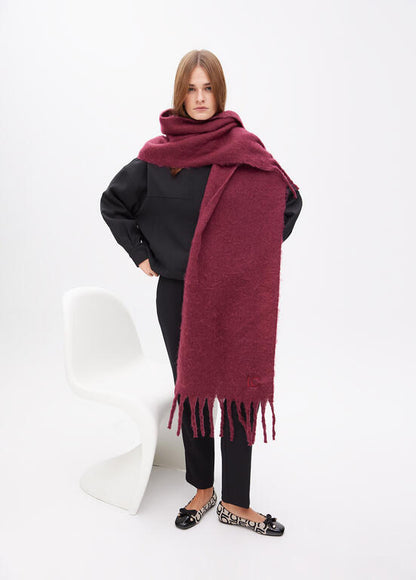 Bufanda Lola Casademunt lisa flecos Burdeos