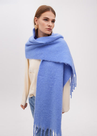 Bufanda Lola Casademunt lisa flecos Azul