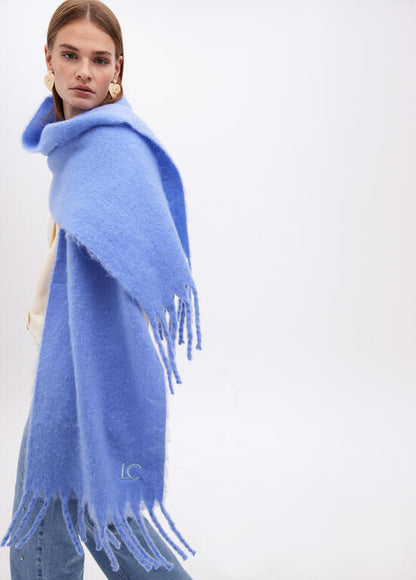 Bufanda Lola Casademunt lisa flecos Azul