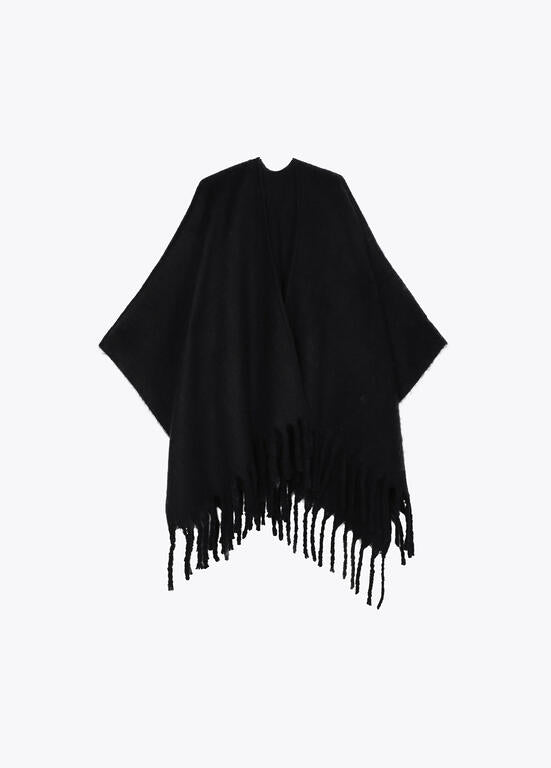 Capa Lola Casademunt con detalle de flecos NEGRO