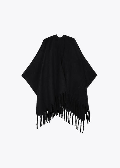 Capa Lola Casademunt con detalle de flecos NEGRO