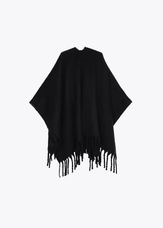 Capa Lola Casademunt con detalle de flecos NEGRO