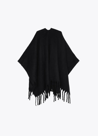 Capa Lola Casademunt con detalle de flecos NEGRO