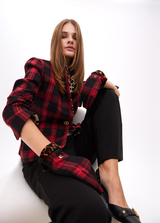Guante Lola Casademunt  combinado tartan leopardo