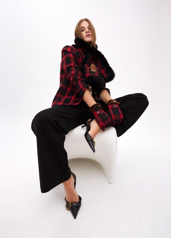 Guante Lola Casademunt  combinado tartan leopardo