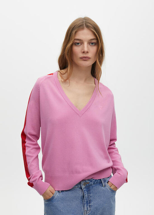 Jersey Lola Casademunt contraste mangas Rosa-Rojo