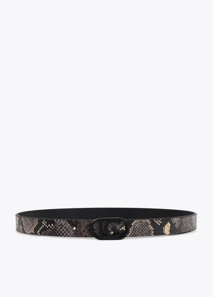 Cinturón Lola Casademunt Pack Caja Reversibles animal print con hebilla intercambiable GRIS-NEGRO