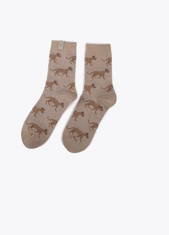 Calcetines Lola Casademunt Pack leopardo Crudo-Negro