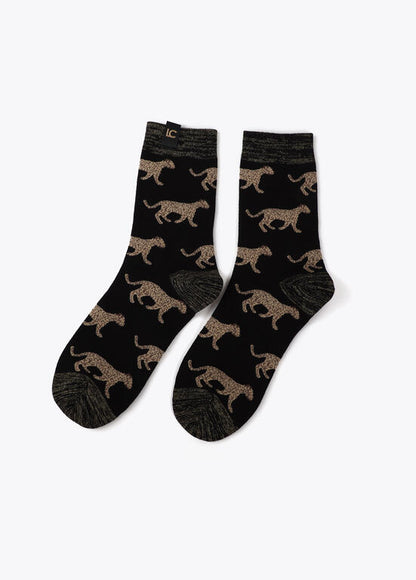 Calcetines Lola Casademunt Pack leopardo Crudo-Negro
