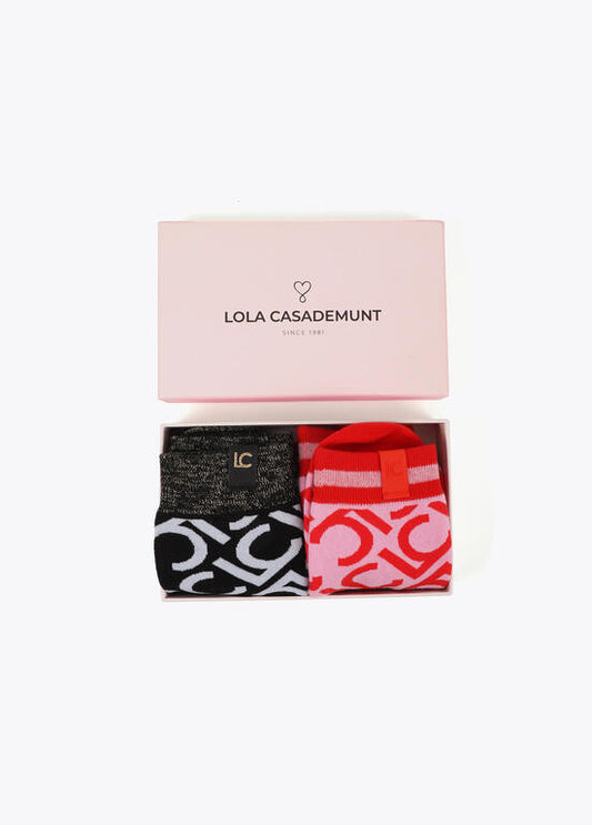 Calcetines Lola Casademunt Pack  logotipados Rojo-Negro
