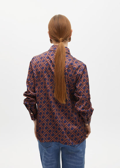 Camisa Lola Casademunt estampada en satén recta Azul-Marrón