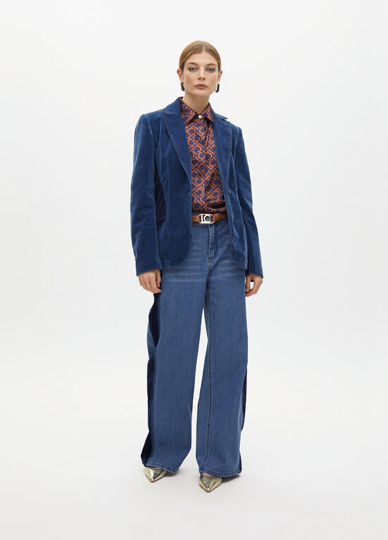 Camisa Lola Casademunt estampada en satén recta Azul-Marrón