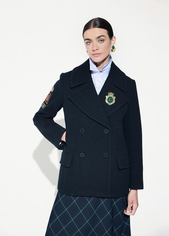 ABRIGO TABARDO MARINO CON PARCHES NAVY