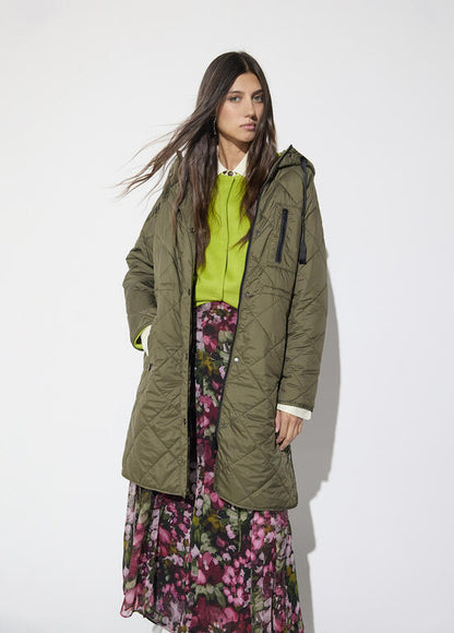 Anorak acolchado fino con caefecto pielcha Kaki
