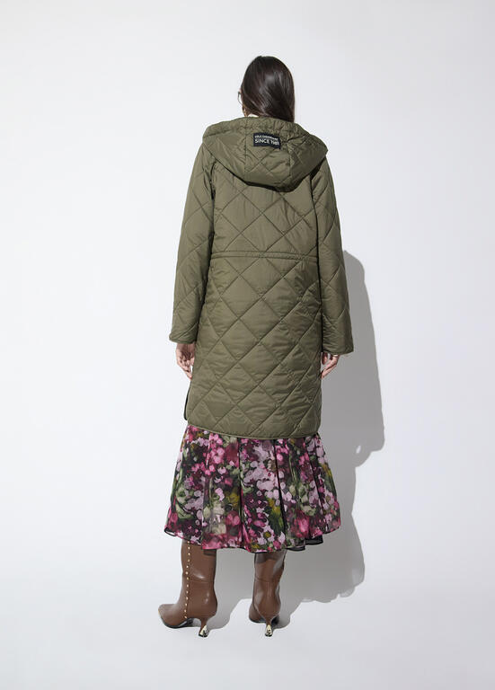 Anorak acolchado fino con caefecto pielcha Kaki