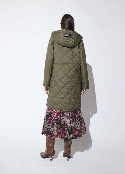 Anorak acolchado fino con caefecto pielcha Kaki