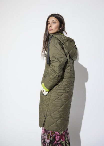 Anorak acolchado fino con caefecto pielcha Kaki