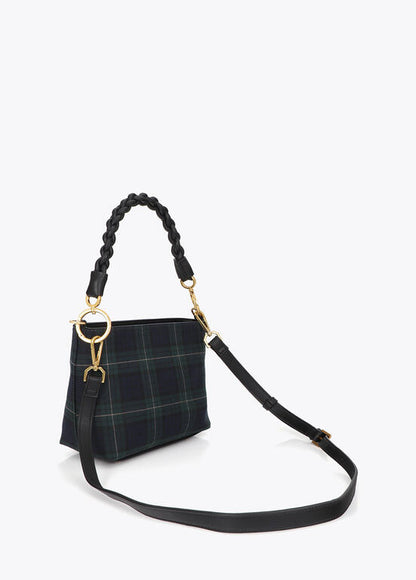 Bolso Lola Casademunt tejido cuadros con parche logo bordado VERDE-AZUL