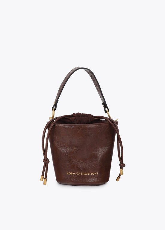 Bolso Lola Casademunt bombonera efecto piel textura asa troquelada MARRÓN