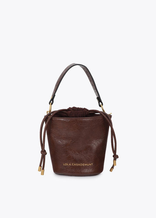 Bolso Lola Casademunt bombonera efecto piel textura asa troquelada MARRÓN
