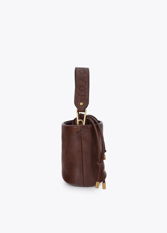 Bolso Lola Casademunt bombonera efecto piel textura asa troquelada MARRÓN