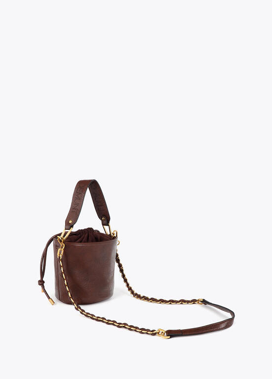 Bolso Lola Casademunt bombonera efecto piel textura asa troquelada MARRÓN