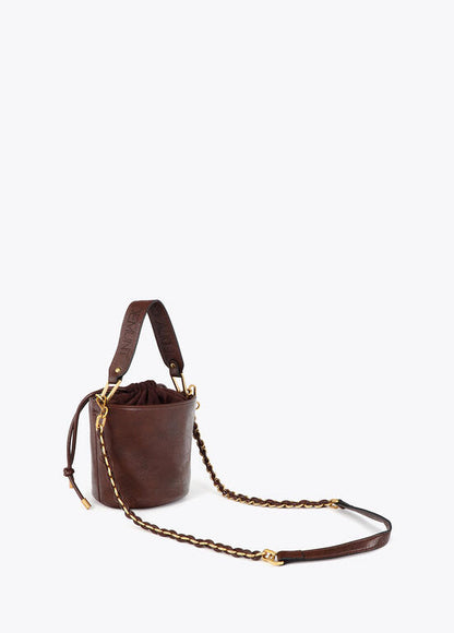 Bolso Lola Casademunt bombonera efecto piel textura asa troquelada MARRÓN