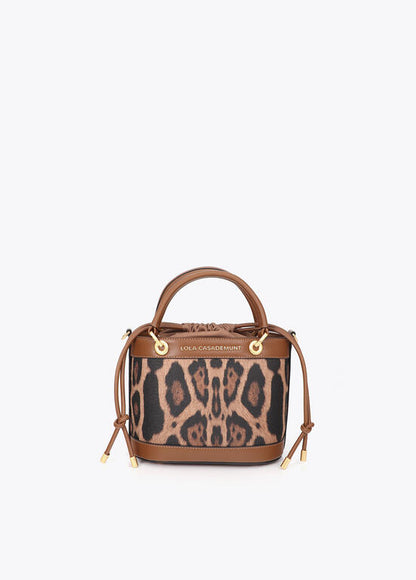 Bolso Lola Casademunt bombonera animal print MARRON-NEGRO