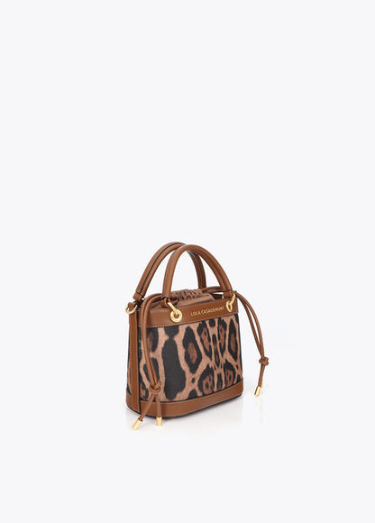Bolso Lola Casademunt bombonera animal print MARRON-NEGRO