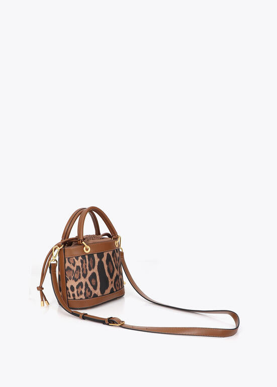 Bolso Lola Casademunt bombonera animal print MARRON-NEGRO