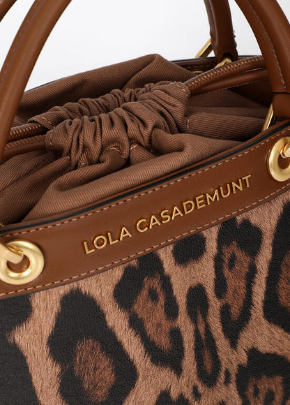 Bolso Lola Casademunt bombonera animal print MARRON-NEGRO