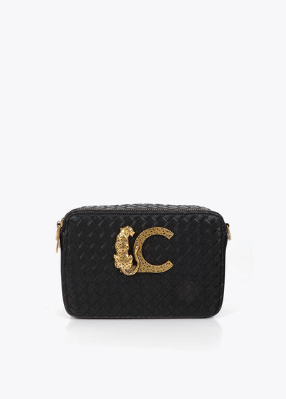 Bolso Lola Casademunt Bandolera material trenzado NEGRO