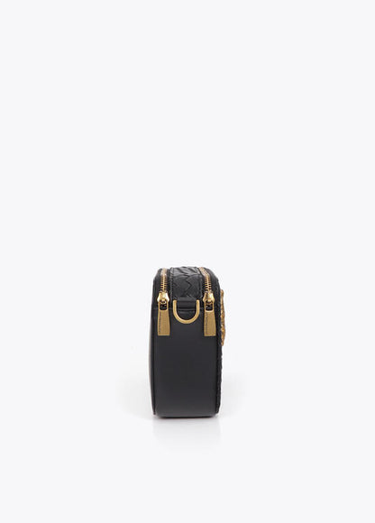 Bolso Lola Casademunt Bandolera material trenzado NEGRO