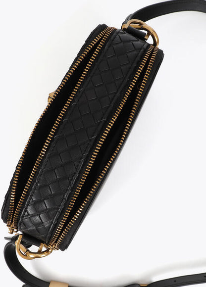 Bolso Lola Casademunt Bandolera material trenzado NEGRO